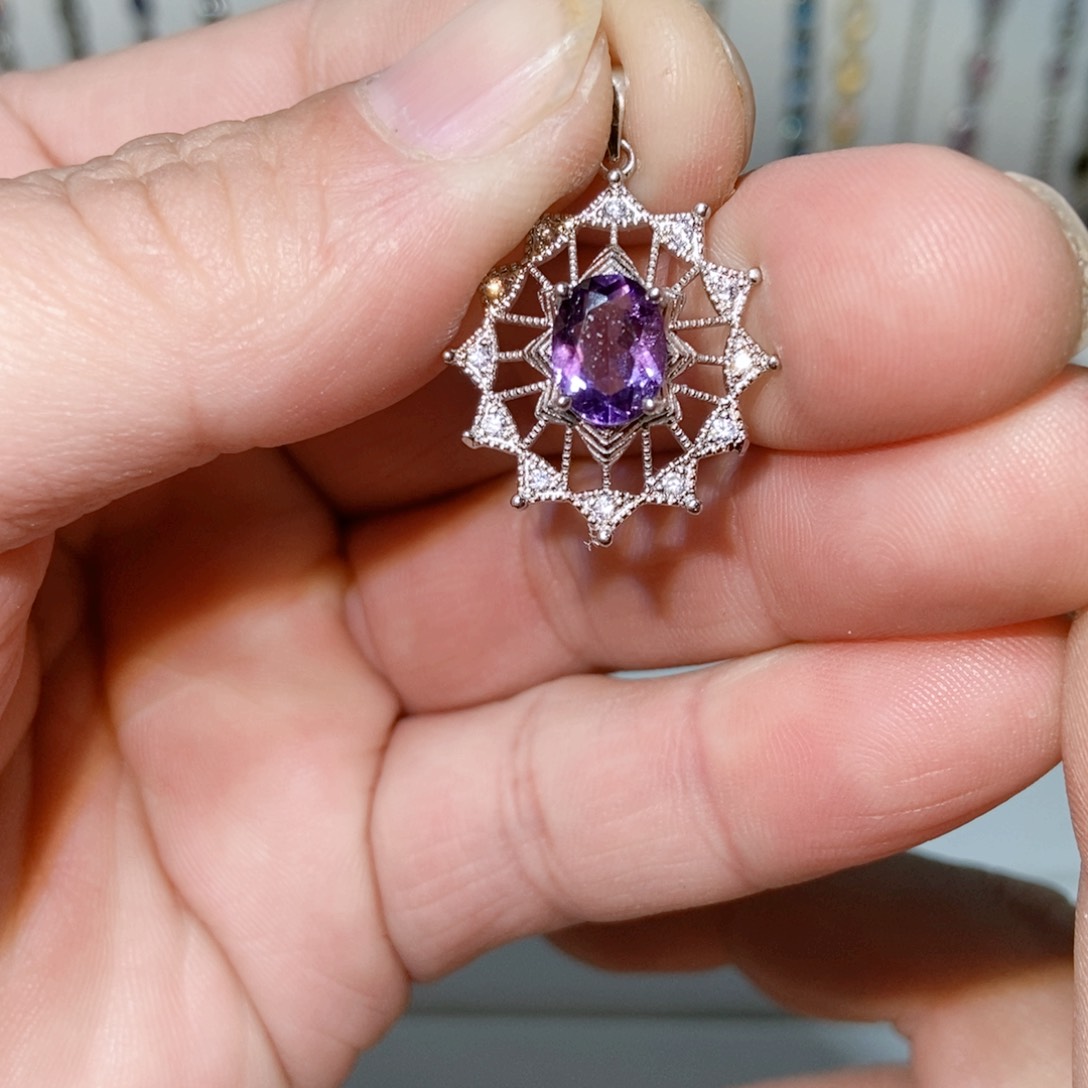 绿水晶戒指银S925镶嵌