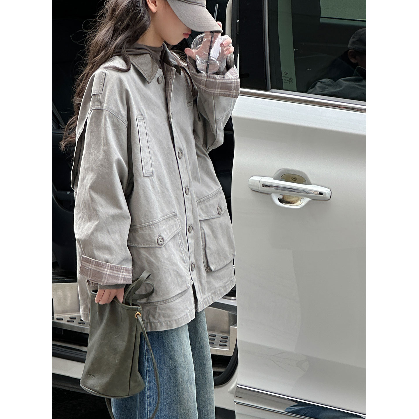 K29471孙小美做旧翻领女童工装外套2025新款秋装儿童夹克春秋上衣
