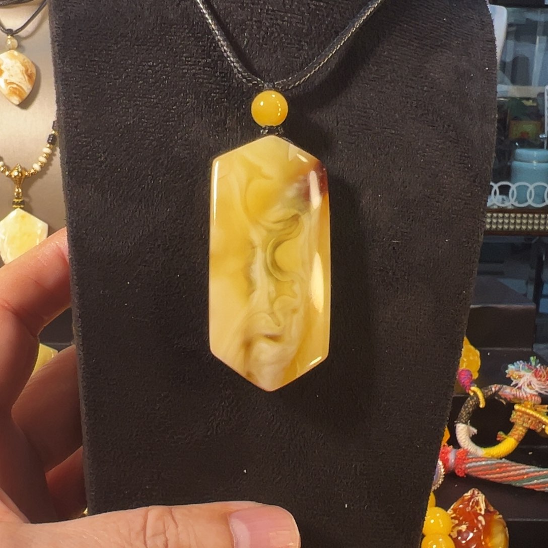 蜜蜡未镶嵌颈饰琥珀蜜蜡拉丝妖纹吊坠