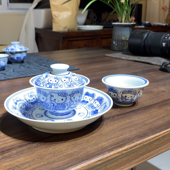 璀*Kt猫两才盖碗壶承压手杯