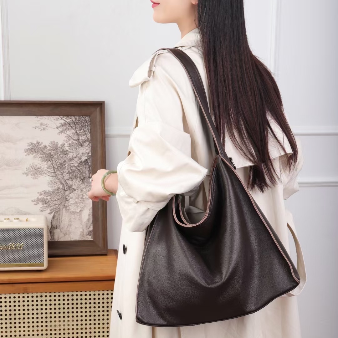 原创进口头层牛皮托特女包时尚休闲单肩斜挎女士包包大容量通勤包