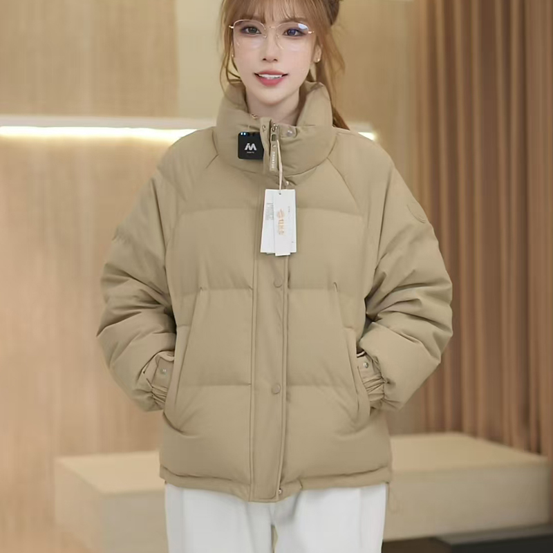 2 白鹅绒羽绒服加厚显瘦白搭保暖宽松洋气短款立领简约时尚外套