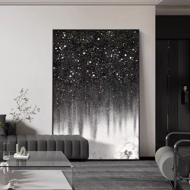 【星光璀璨】现代简约抽象高级感大幅黑白客厅沙发网红客厅布置用品