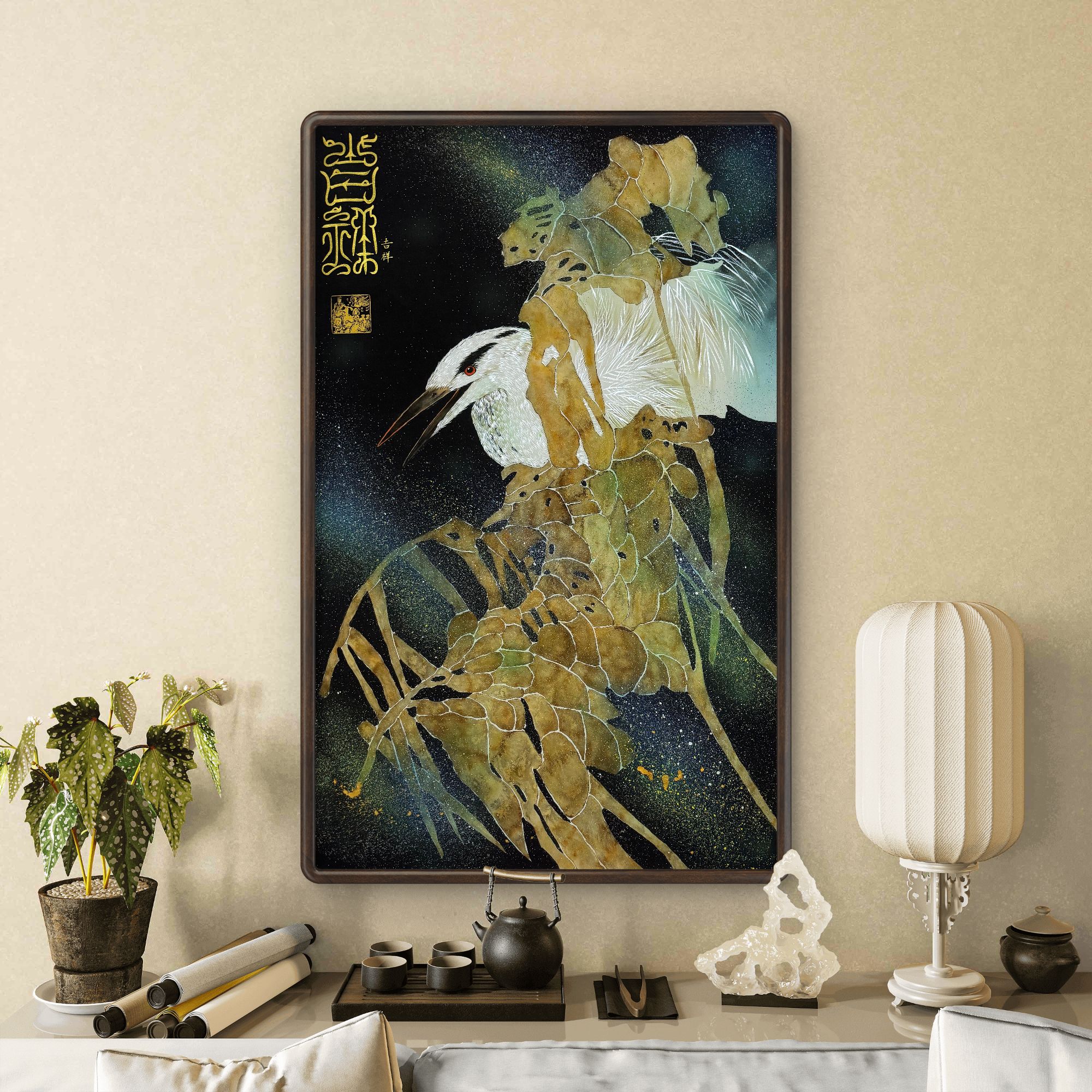 【宫彩手绘描金】孙海宁 手绘国画 —《吉祥》
