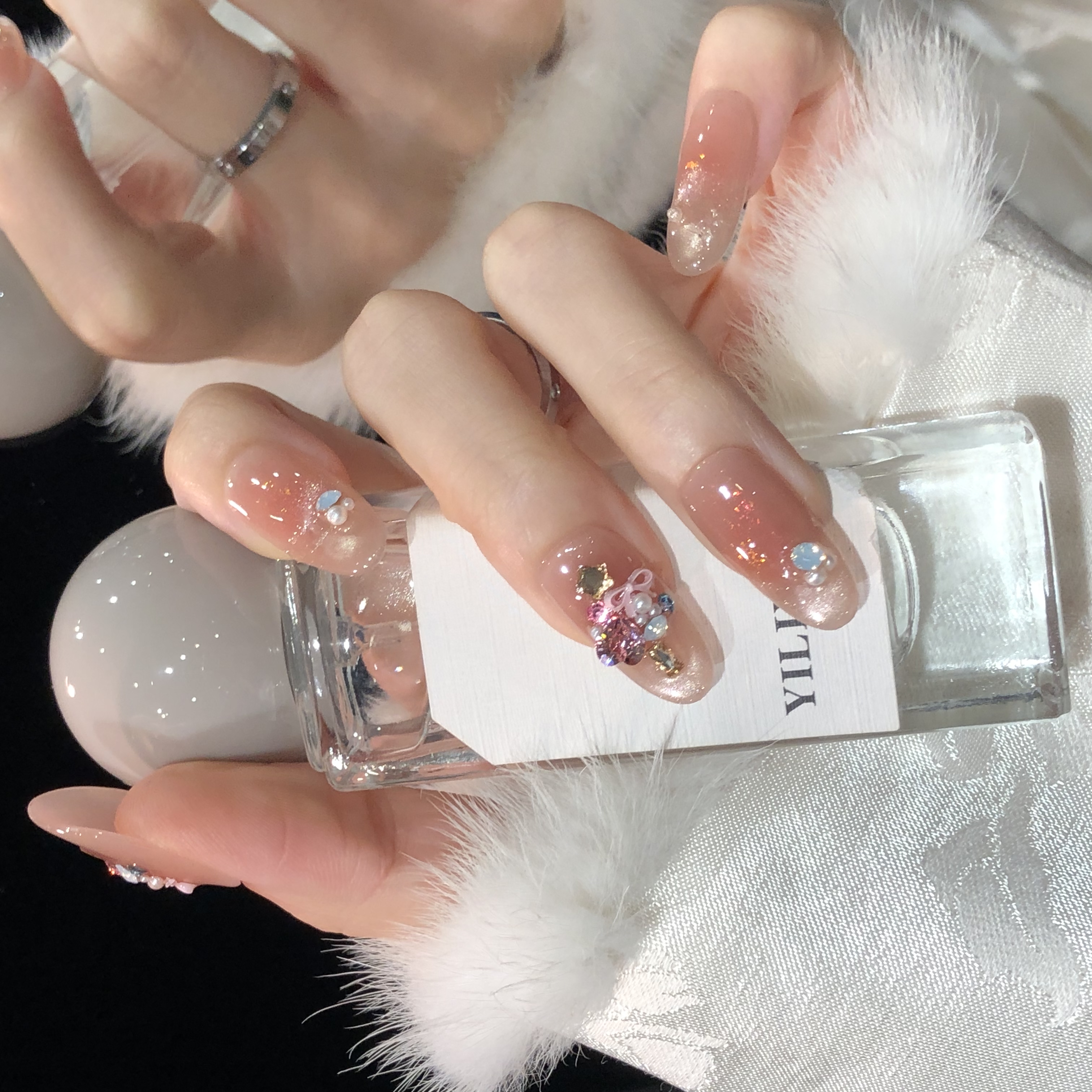 喵公子【圣诞星光】【施家华子钻】纯手工穿戴甲可拆卸美甲光疗甲