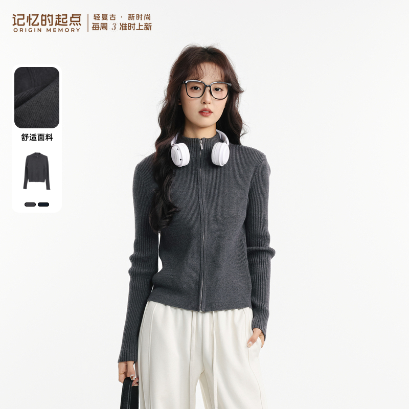 记忆的起点毛衣外套女2025冬季新款复古百搭开衫上衣69AD59003W