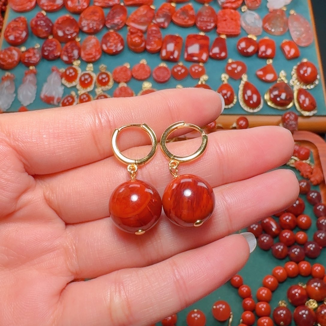 南红玛瑙南红 13+银S925镶嵌