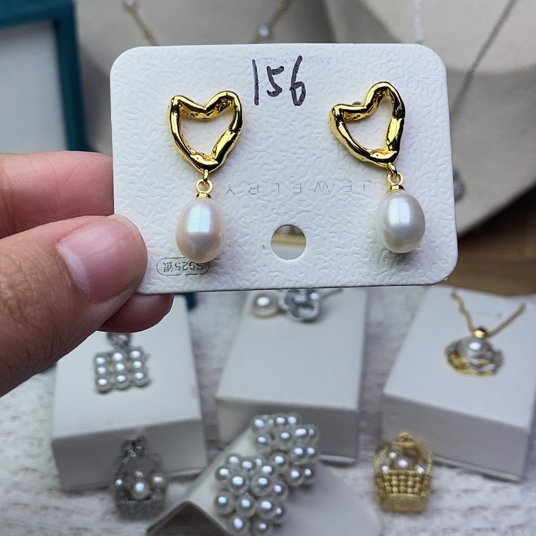 银S925镶嵌耳饰淡水珍珠