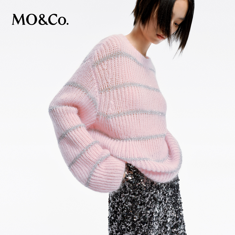 【赵老板专属】MOCO春含马海毛羊毛闪葱微透针织衫毛衣MBD1SWT010