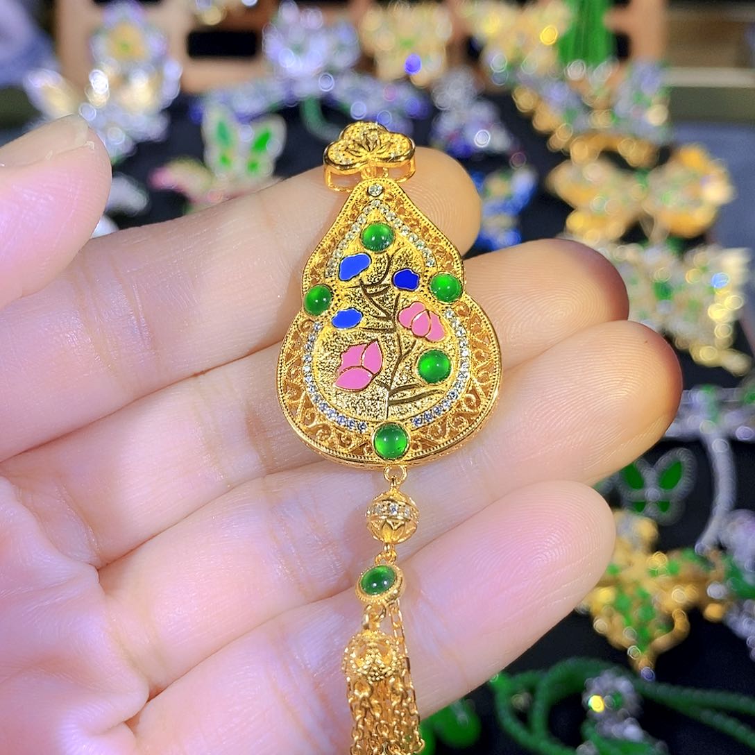 吊坠(不含链)银S925镶嵌翡翠