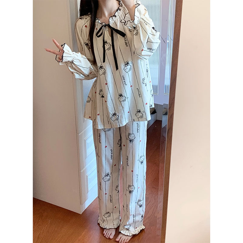 小七家睡衣套装爆款女薄款2025新款套头卡通长袖短袖秋季家居服