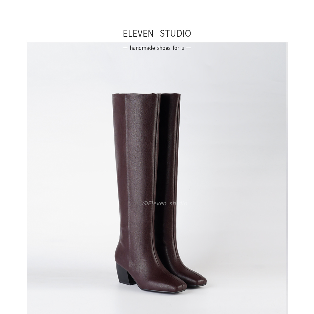 【Eleven‘shoes】6CM 简约真皮秋冬巨显瘦显腿长！长靴/事宜