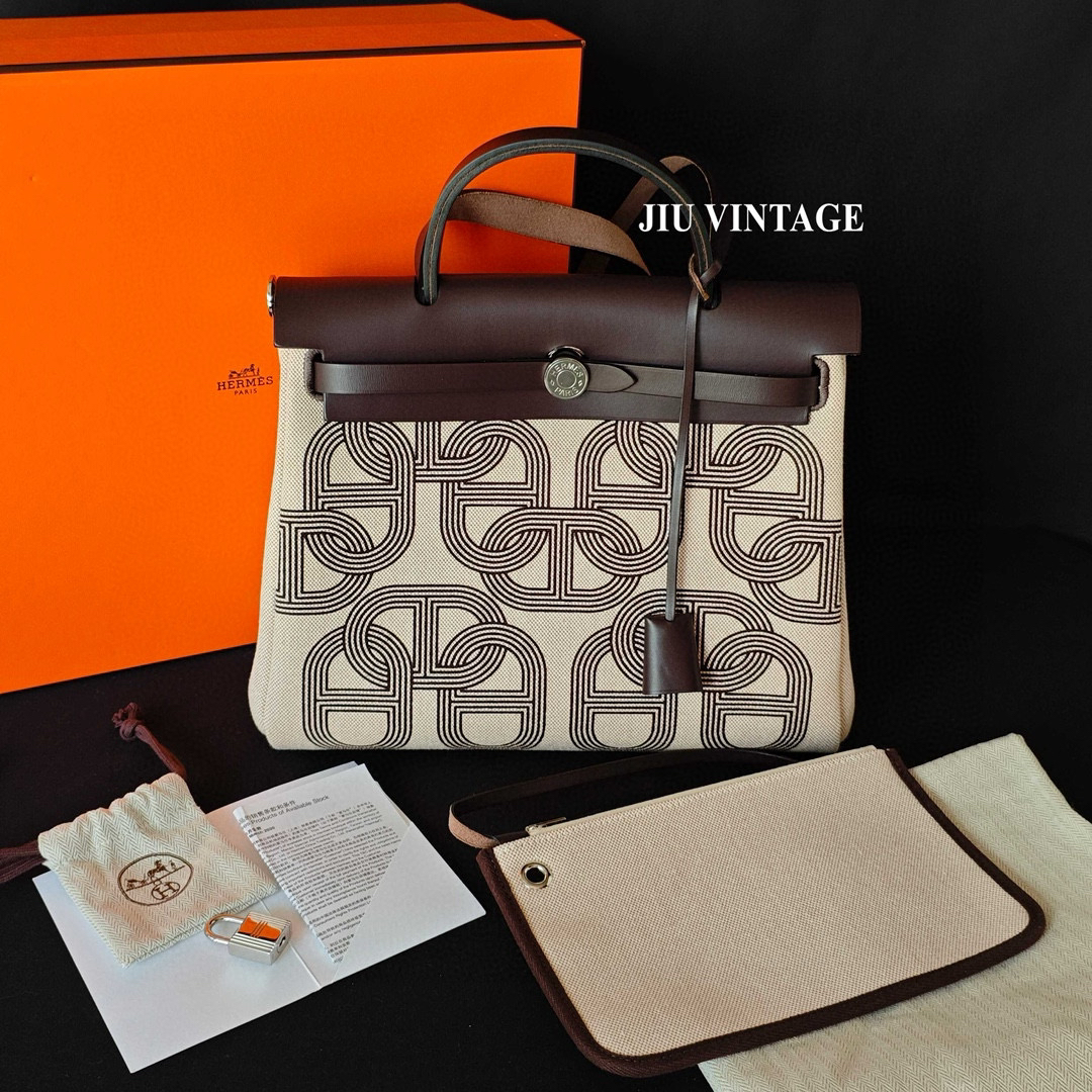 99新 Hermes/爱马仕 乌木色herbag31赛道U刻全套JM12-1256