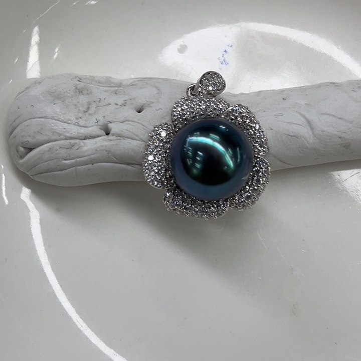 银S925镶嵌颈饰海水珍珠11-12mm