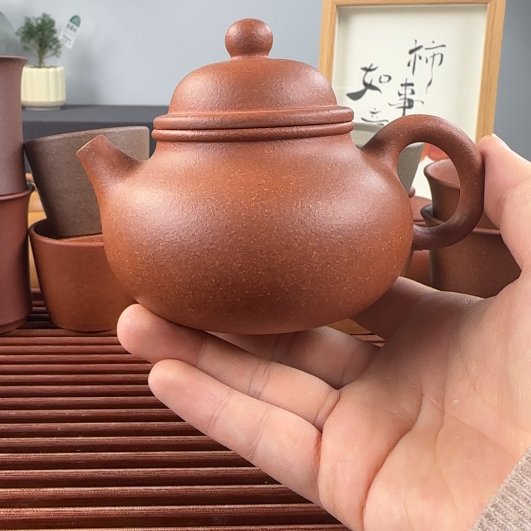 紫砂茶壶微瑕容天红降坡