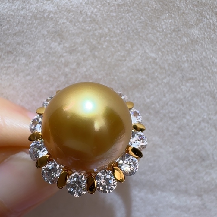 海水珍珠戒圈银S925镶嵌