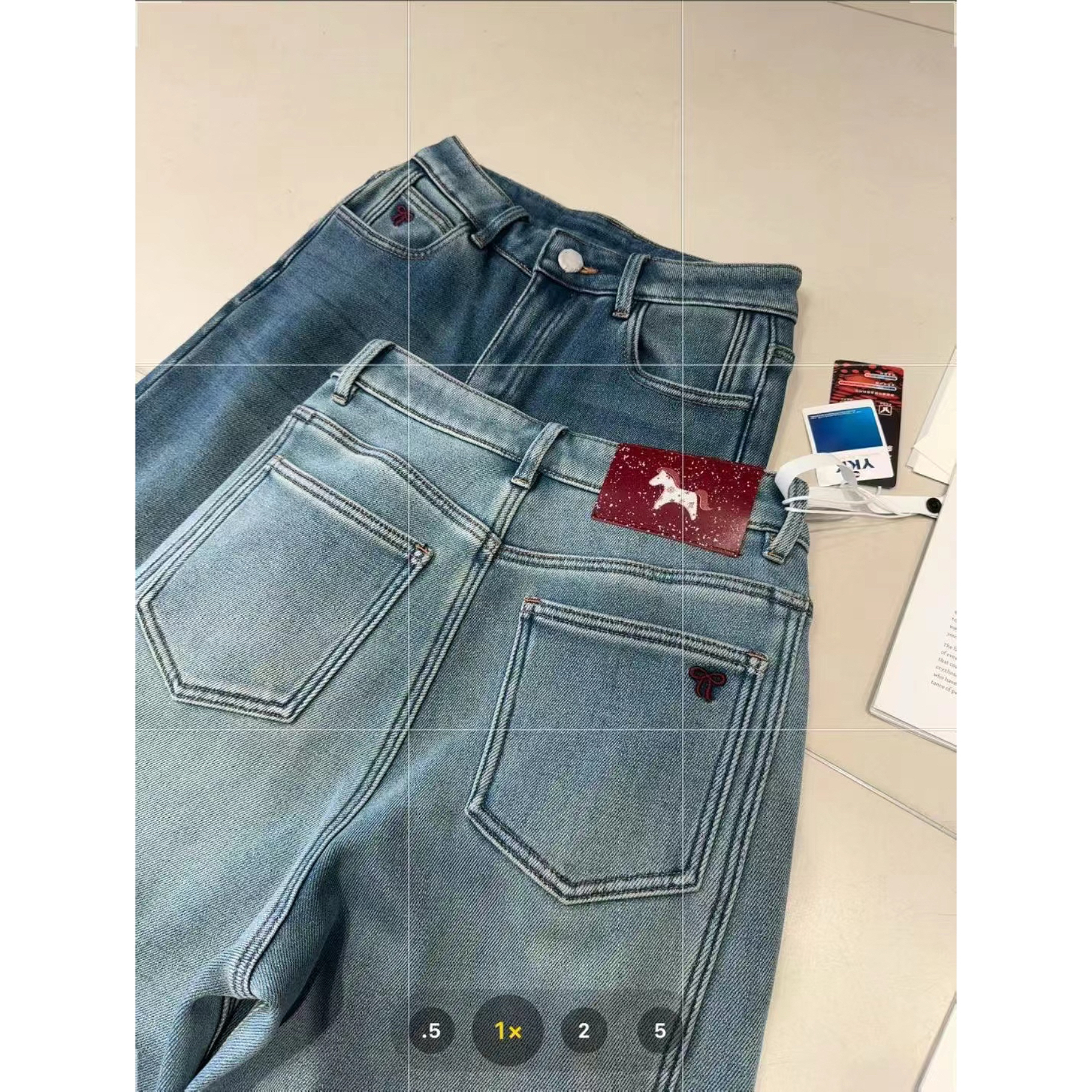 8896 遮跨显瘦加绒直筒牛仔裤