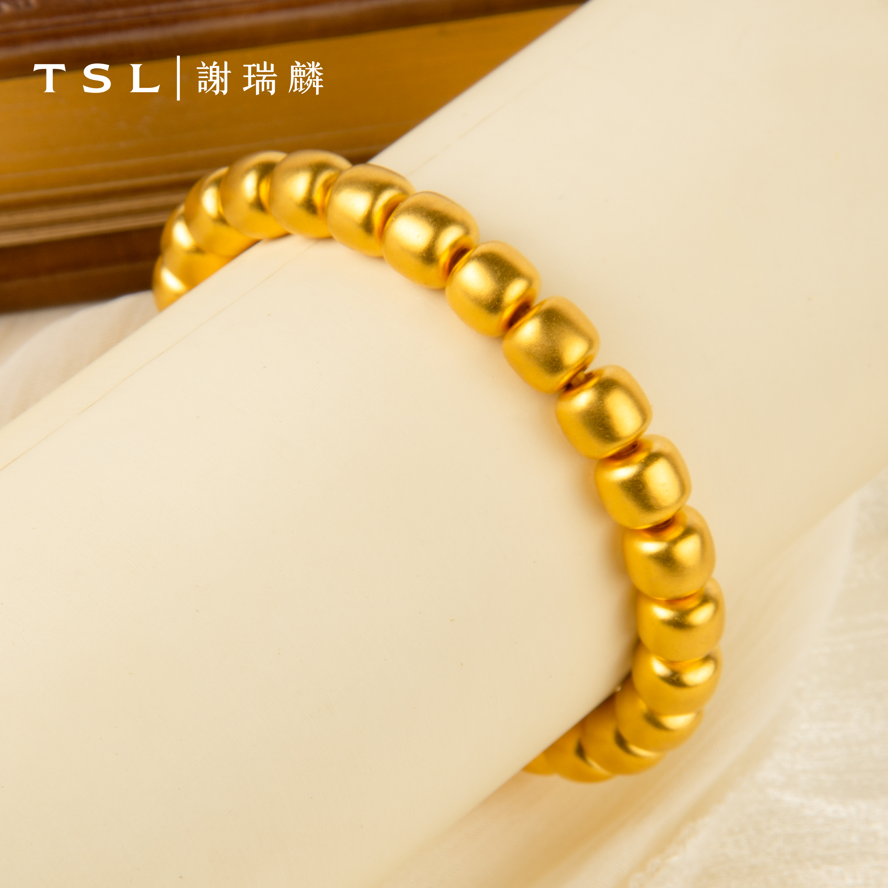 TSL/谢瑞麟足金转运金珠金手链5D时尚手串男女款黄金生日礼物