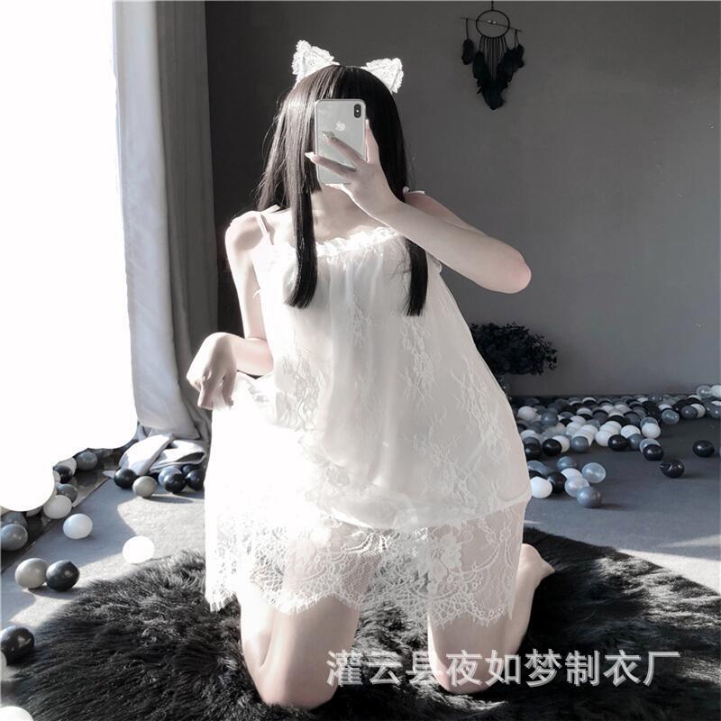 夜如梦情趣内衣大码性感制服诱惑蕾丝吊带睡裙女士套装家居睡衣