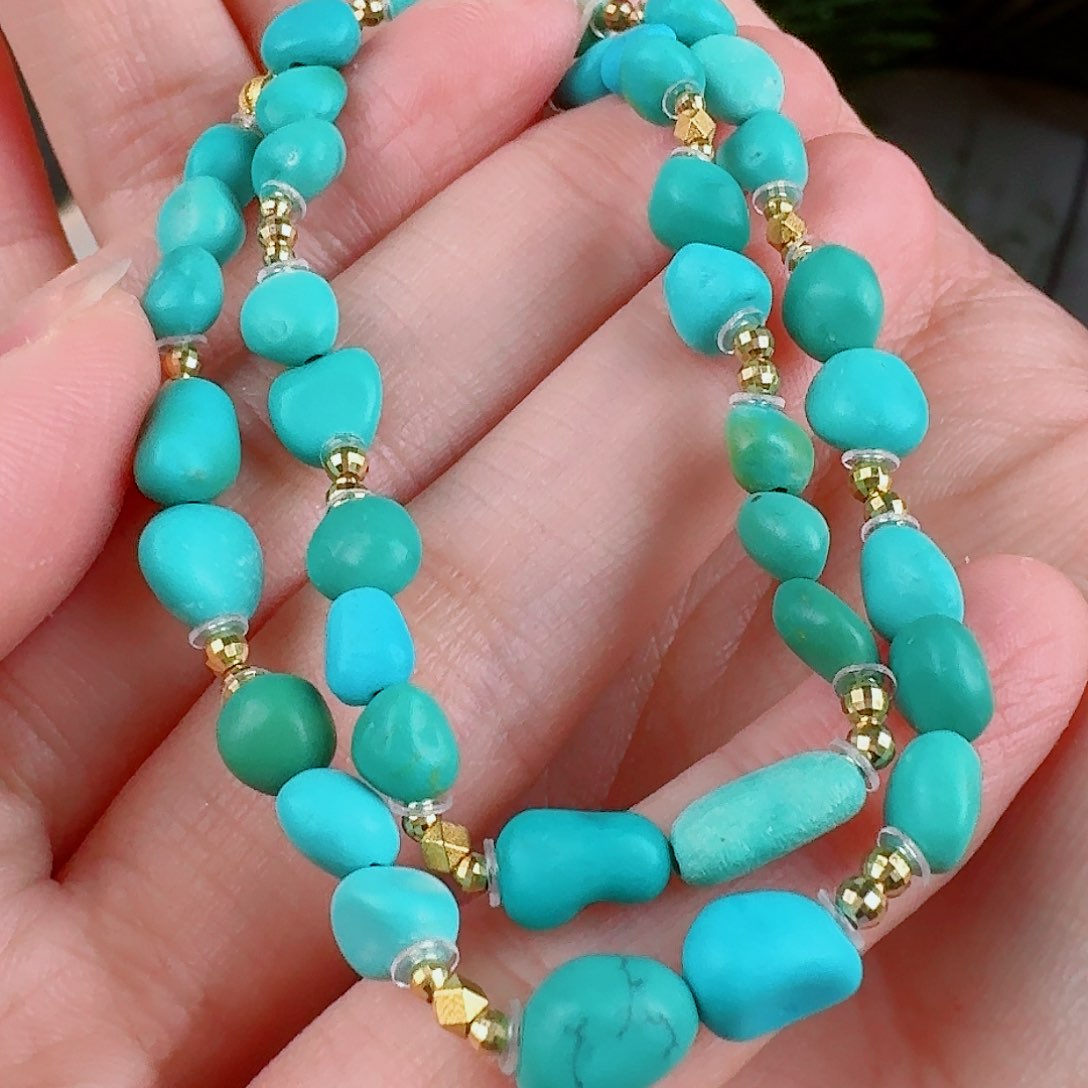 绿松石珠宝奇石18K金镶嵌