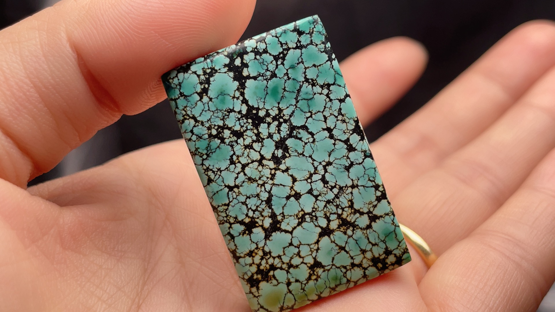 原矿绿松石高瓷平安无事牌 尺寸23x38x7mm 克重16.25g