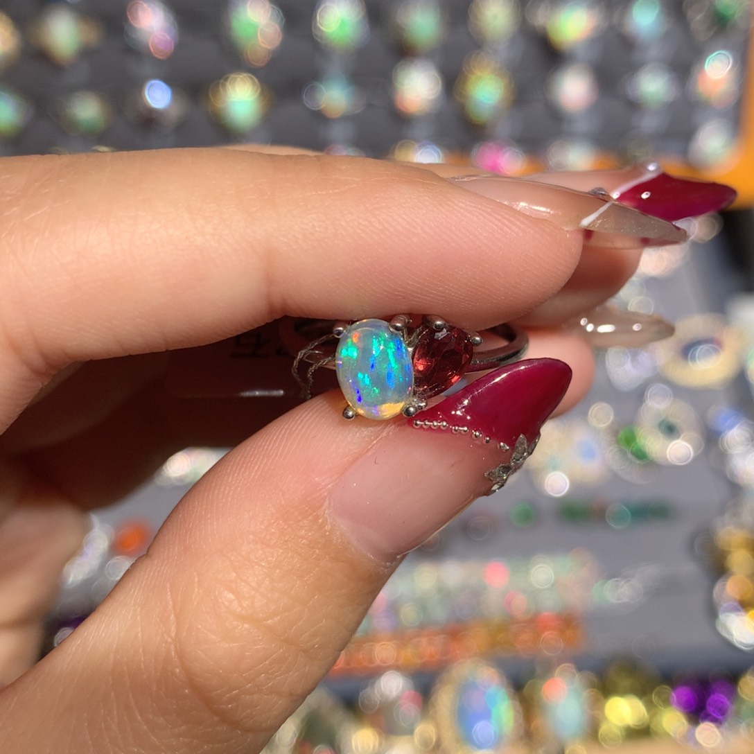 欧泊银S925镶嵌欧泊戒指y