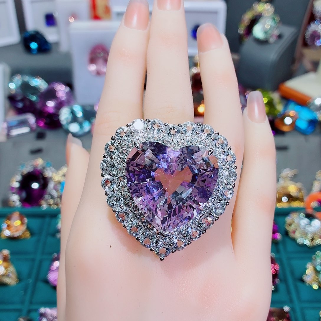 D***丹银S925镶嵌戒指水晶