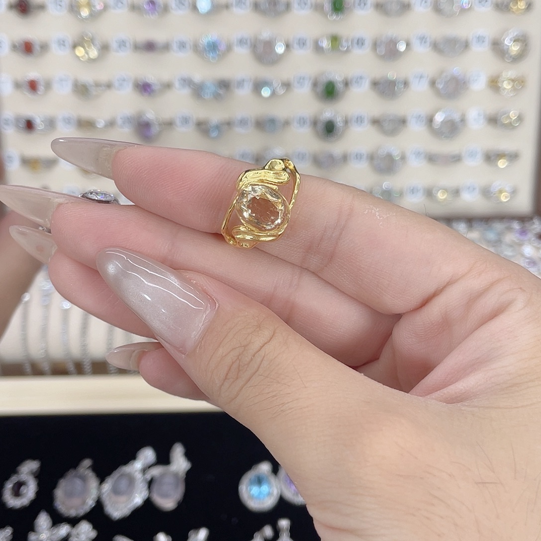 栖***-银S925镀金镶嵌戒指黄晶
