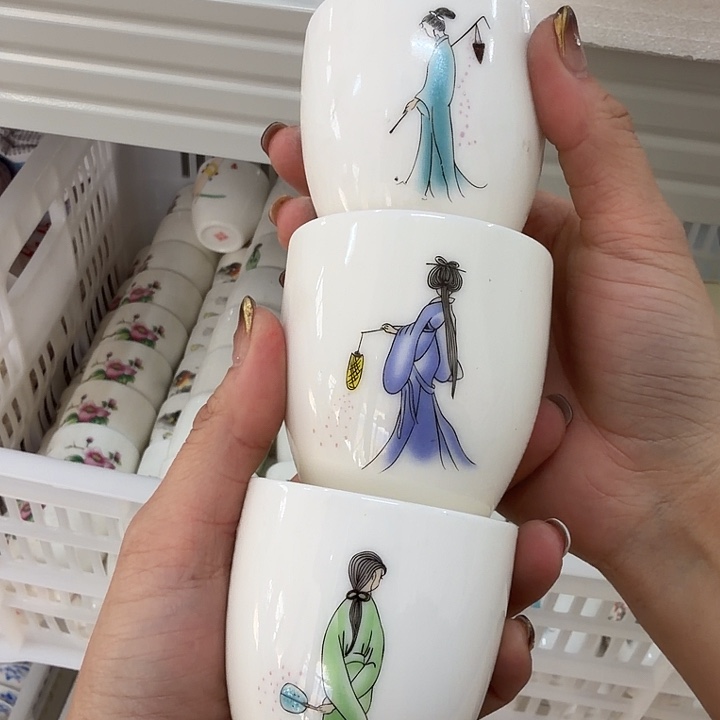 高端羊脂玉茶杯三一组80蛋杯