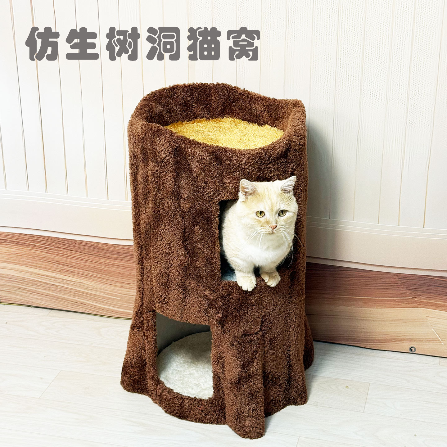 小户型双层老树根款式实木猫爬架猫窝一体不占地猫跳台玩具