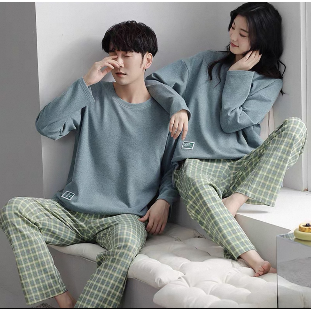 106-秋冬季情侣款套头德绒长袖长裤套装