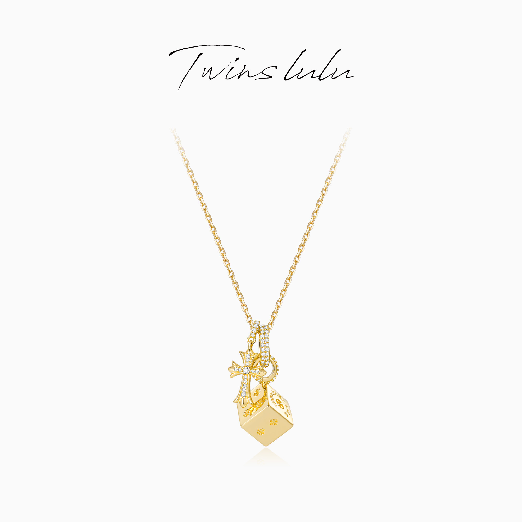TWINS LULU 【骰子】双十一时尚百搭复古风方块项链TSJ7771