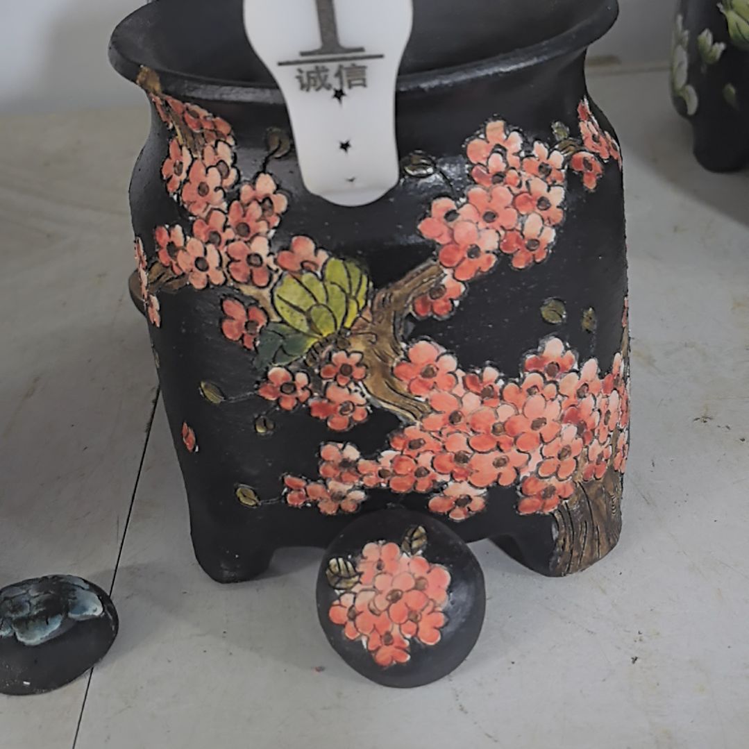 红泥花盆瑕疵处理
