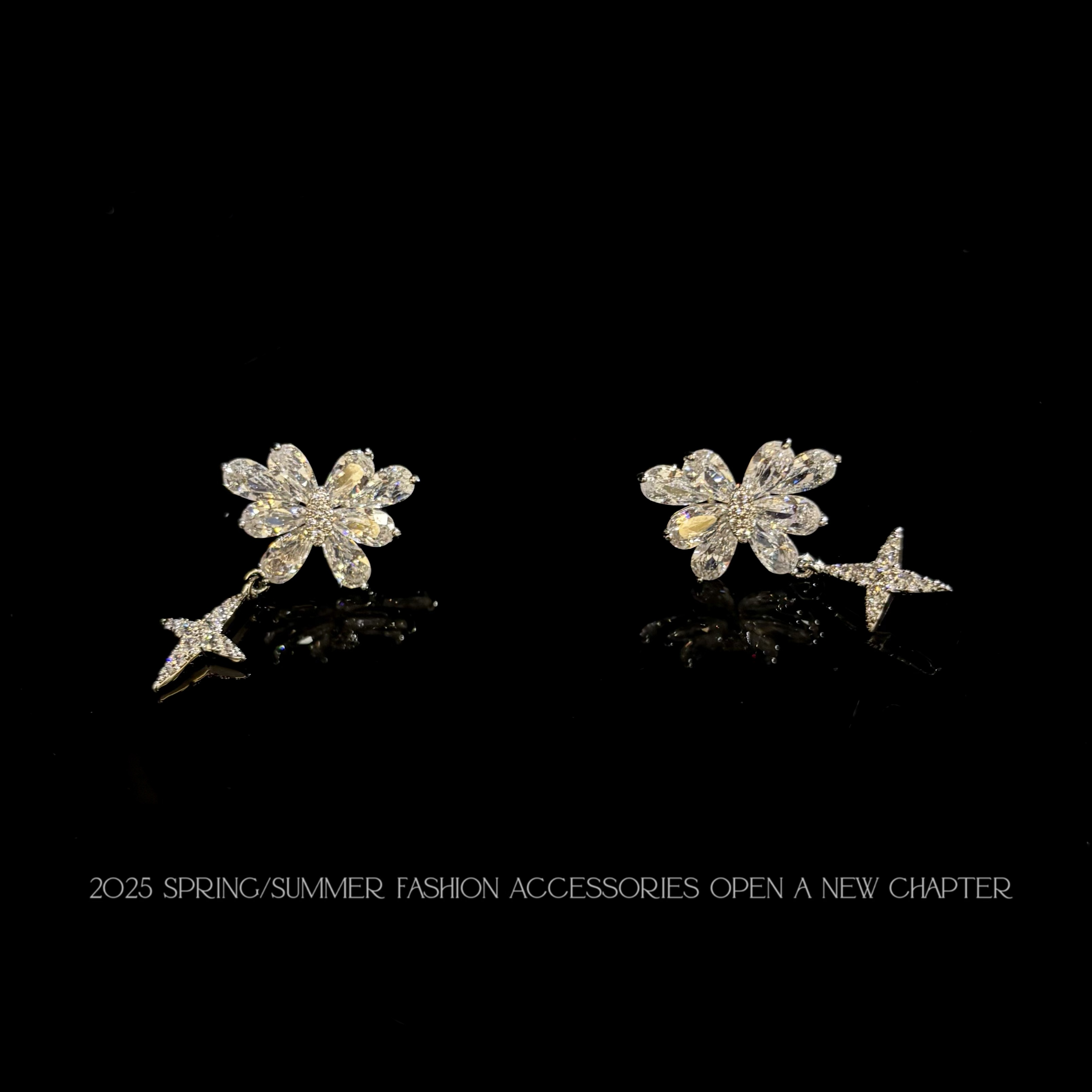 铜合金耳饰 镀K金 2025款C2185【蝴蝶芒星】BOBAOLI 耳钉