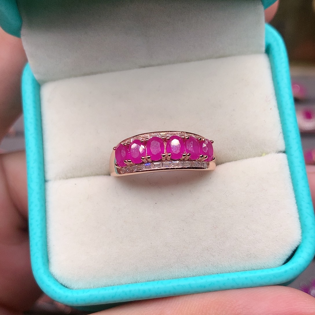 红宝石戒指银S925镶嵌