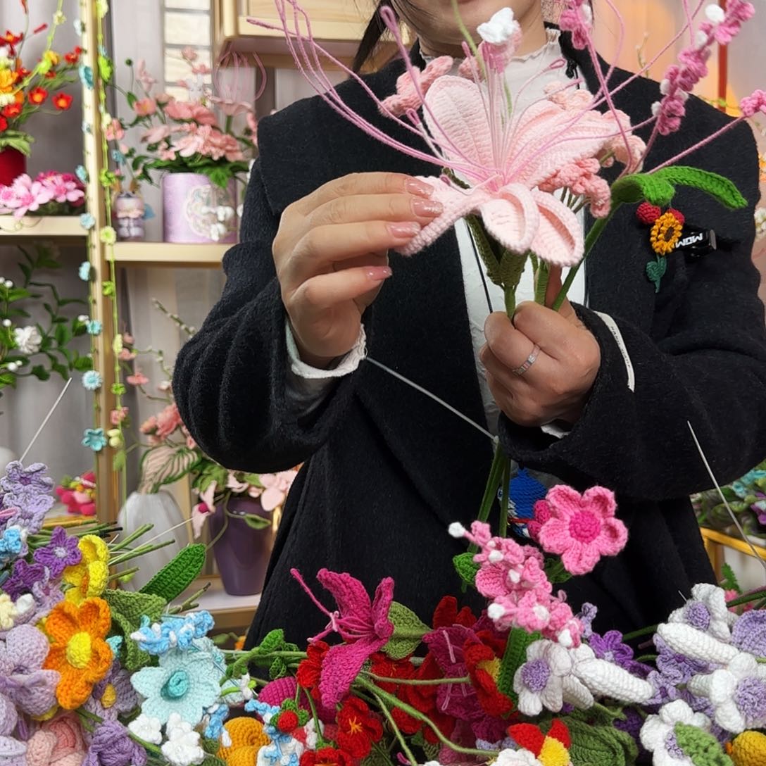 纯手工钩织钩织花束
