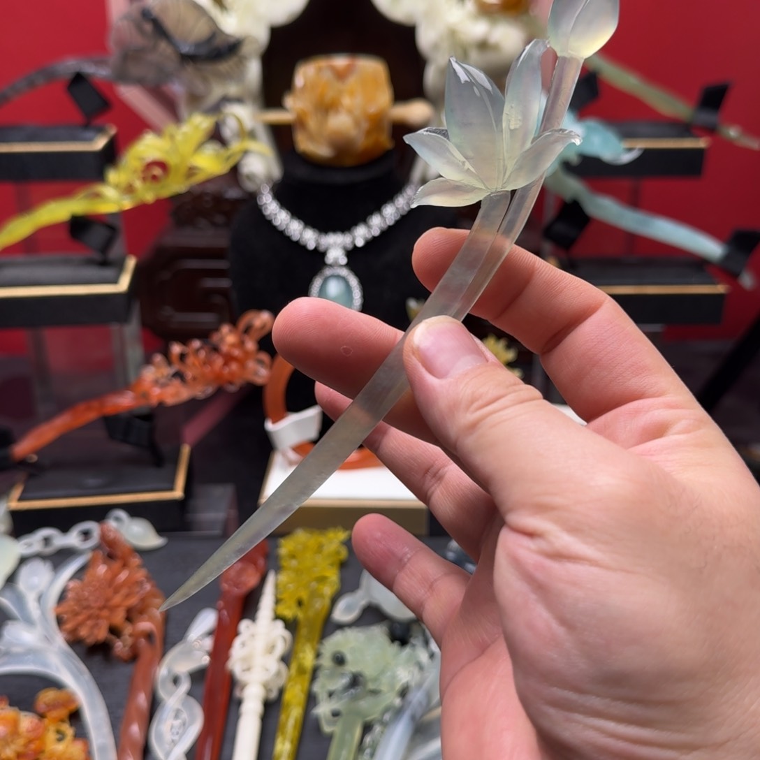 岫玉发饰未镶嵌明君玉簪就是好看