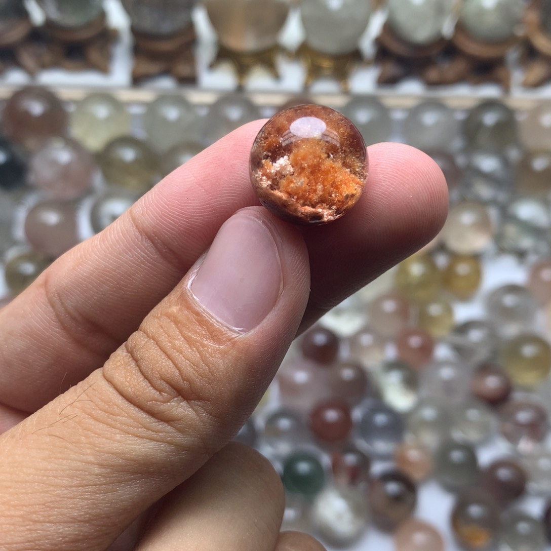 叽***噜水晶珠宝半成品未镶嵌黄幽灵球