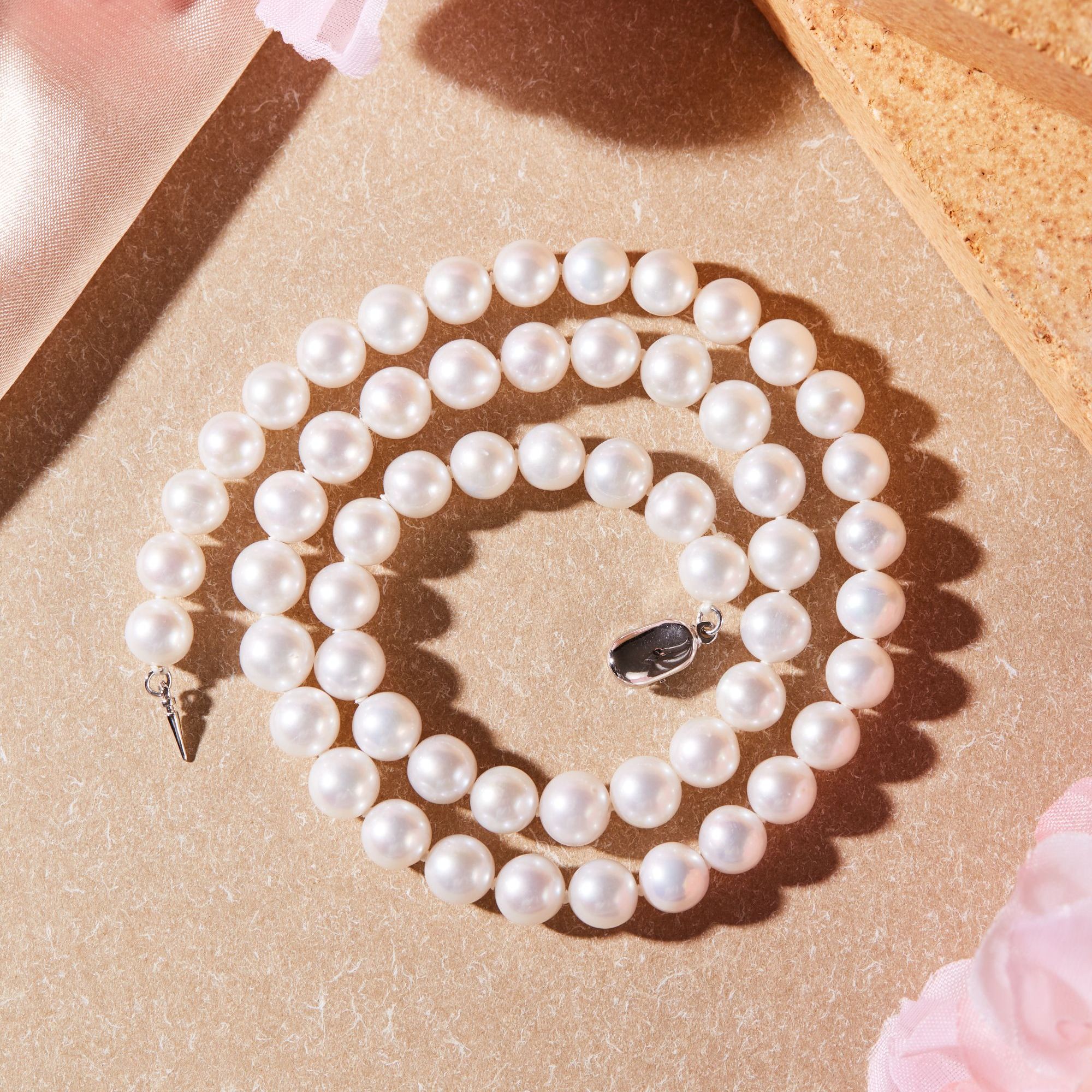 极光淡水珍珠项链S925银7-8mm