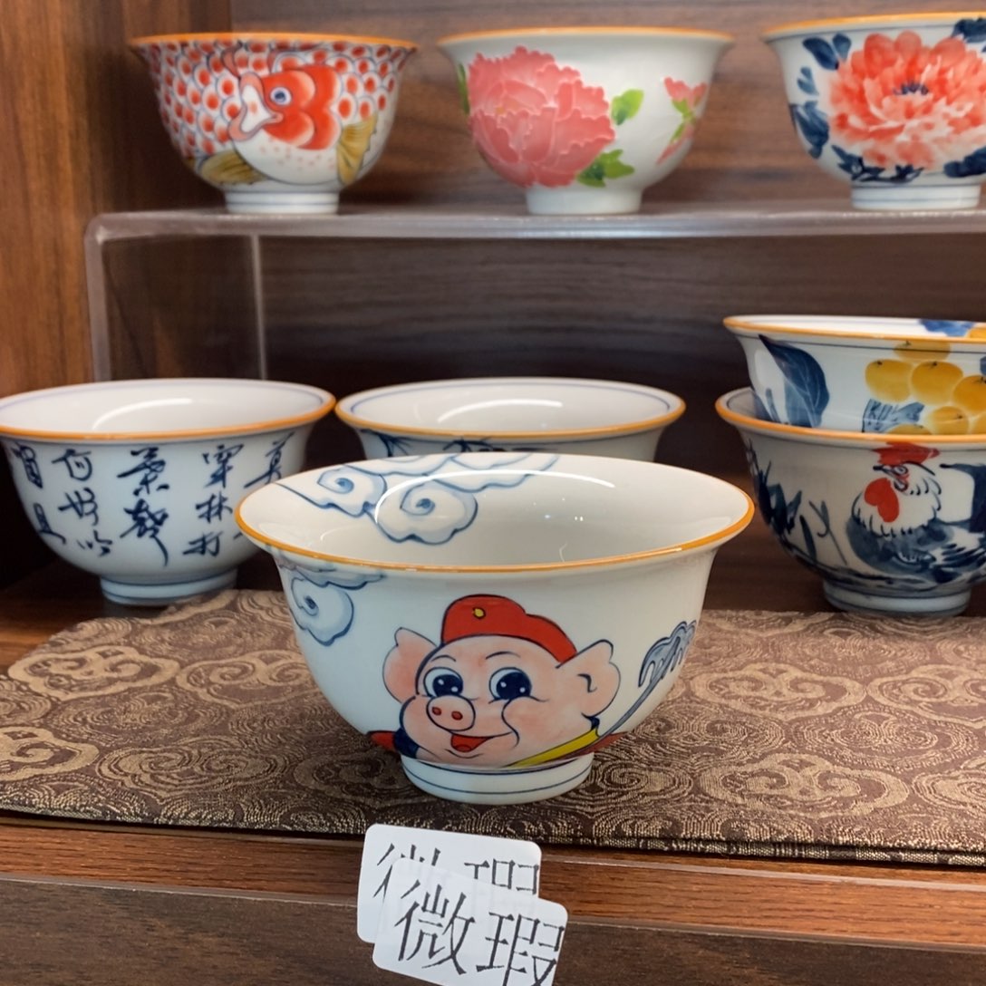 釉下彩老陶泥手工绘制