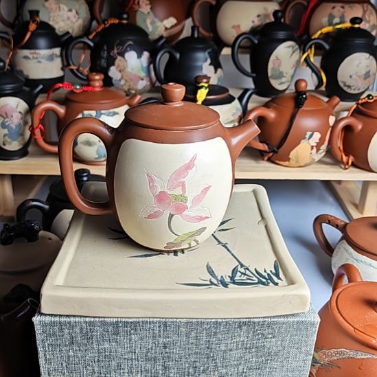 建水紫陶多道彩填茶壶全品112号120cc