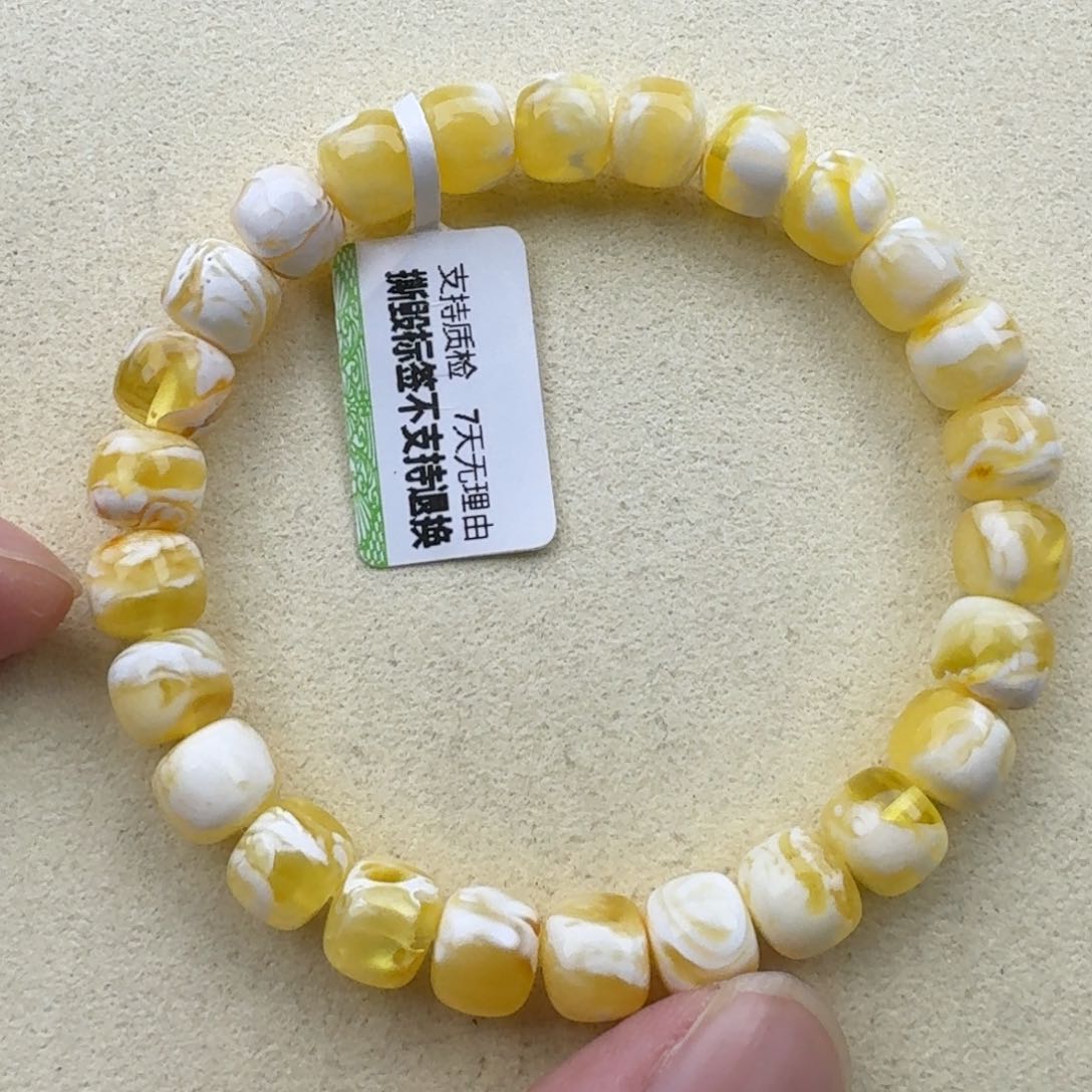 琥珀手链未镶嵌我***瓜蜜蜡手串