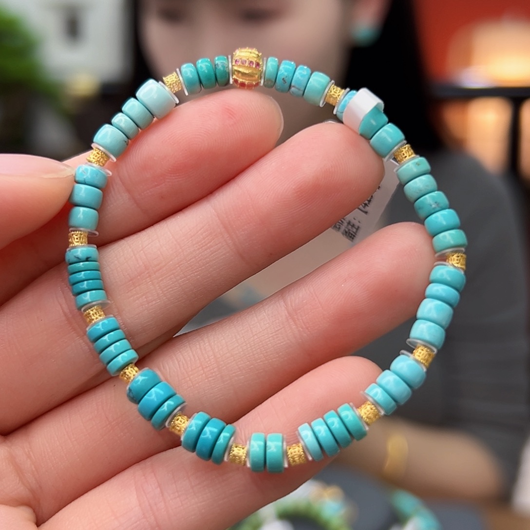 绿松石珠宝奇石18K金镶嵌