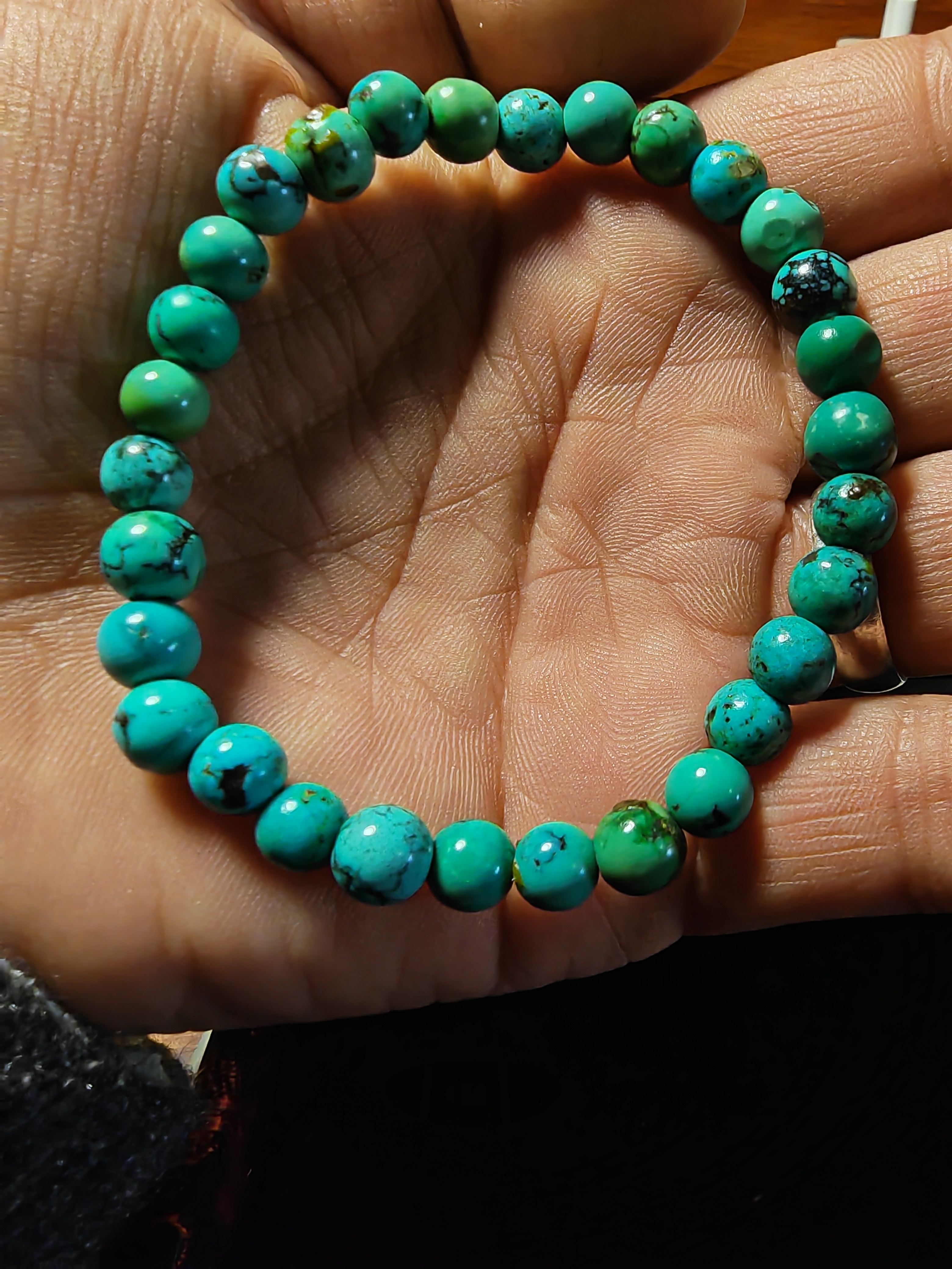 非金属陶瓷手链 藏系原矿老松石手串