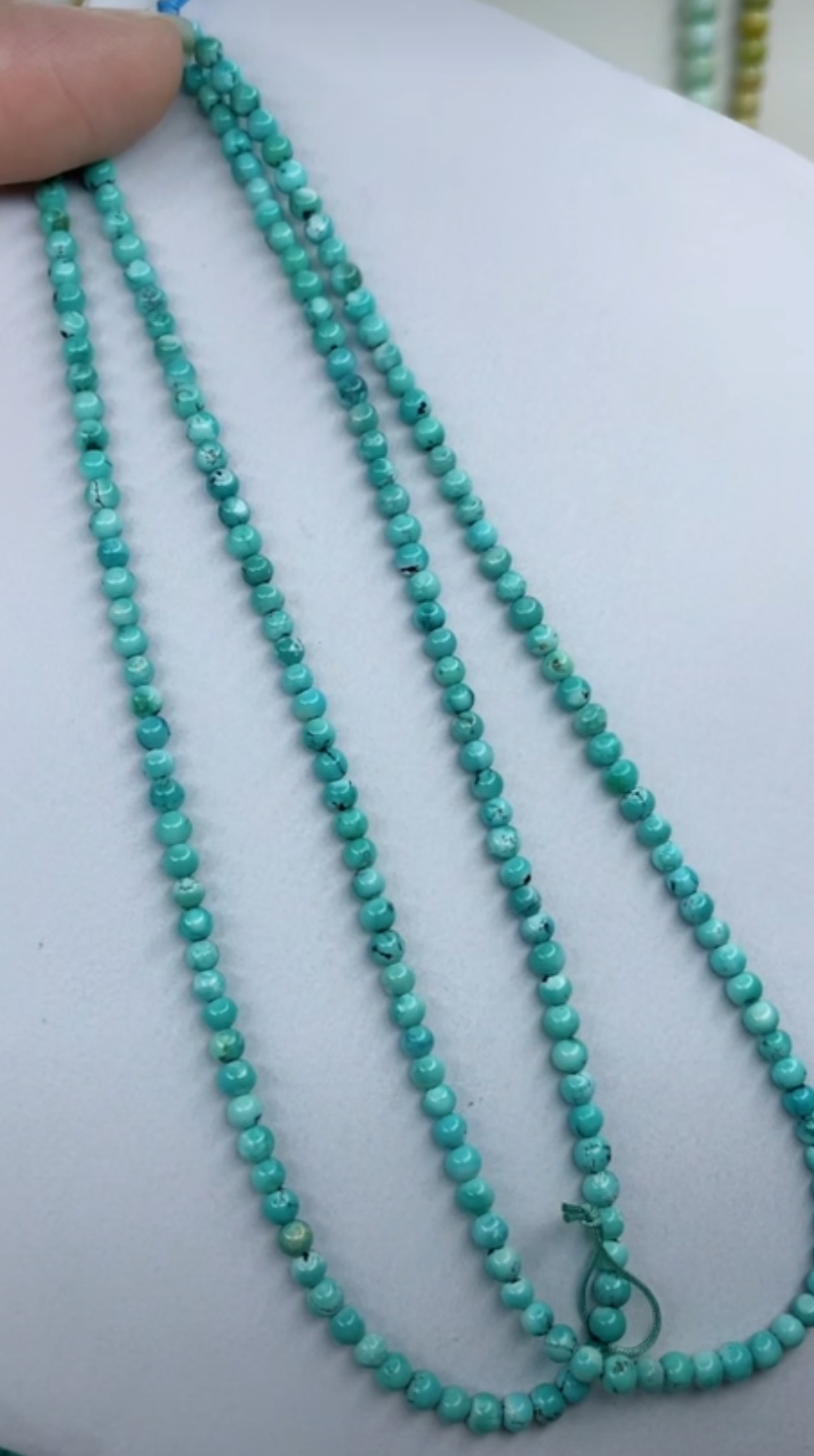 天然原矿绿松石珠链卡3+