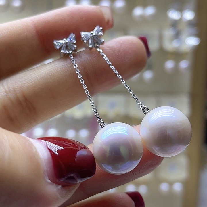 淡水珍珠耳饰银S925镶嵌