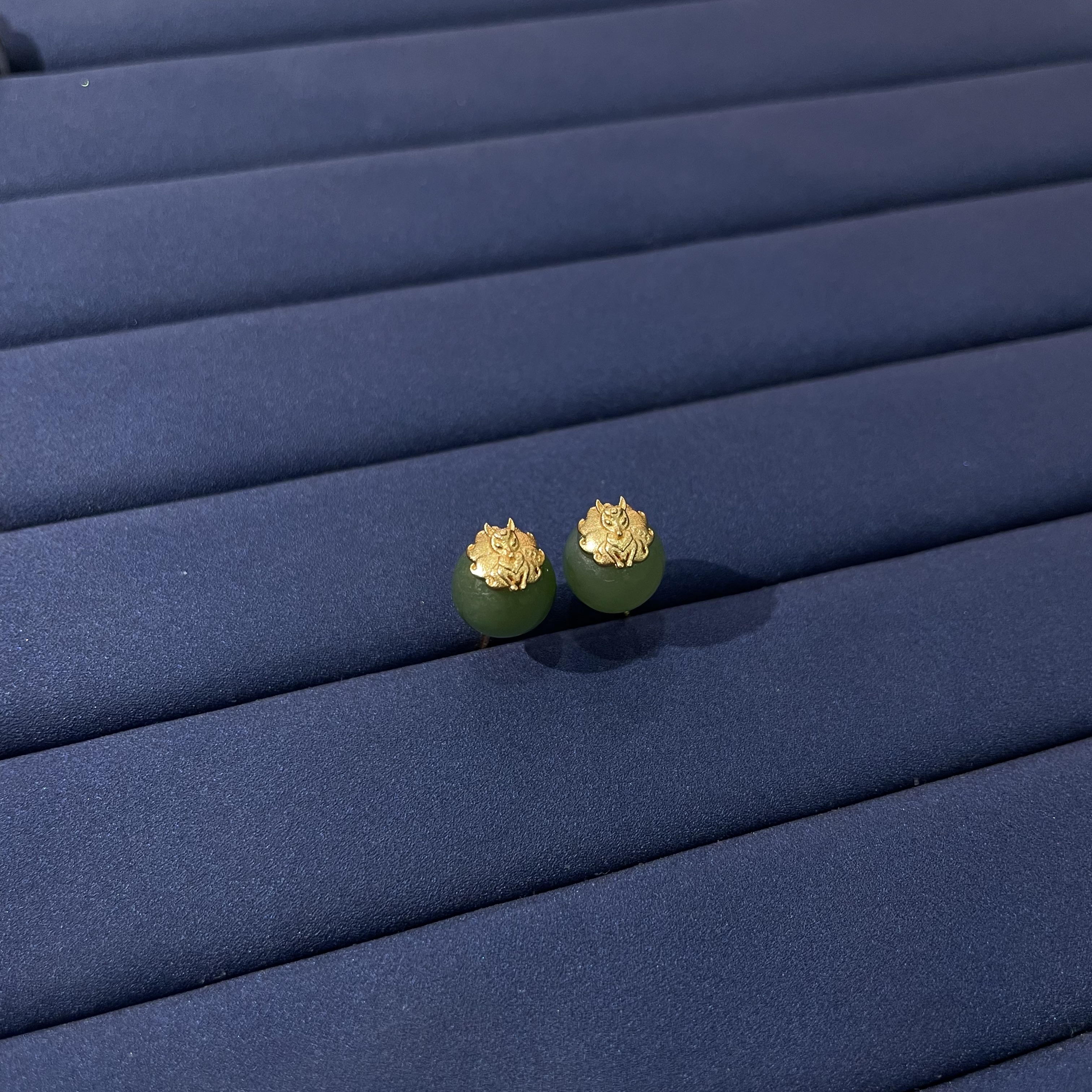 和田玉碧玉8mm耳钉 KT25071610