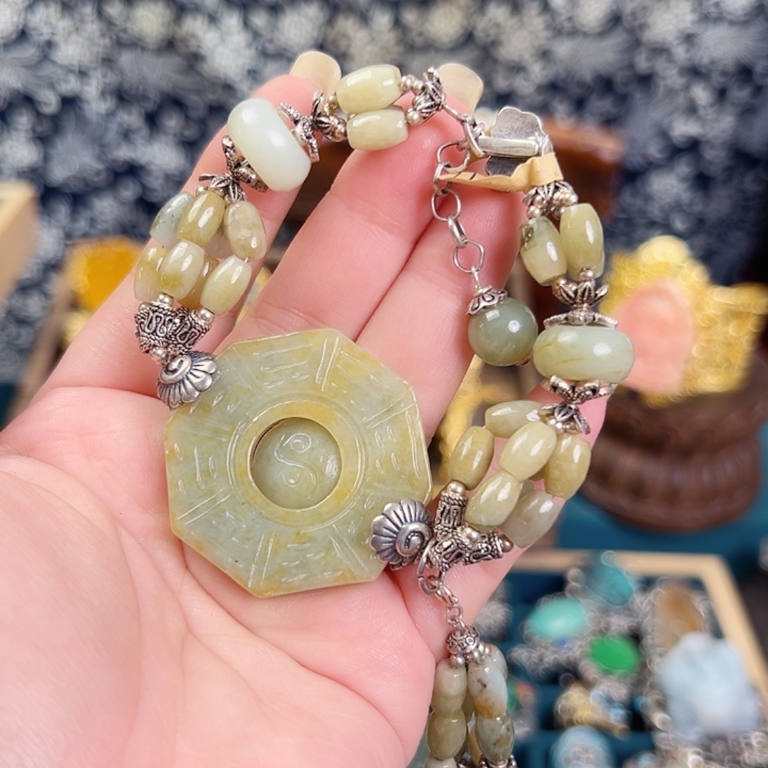 翡翠银S925镶嵌手链国风