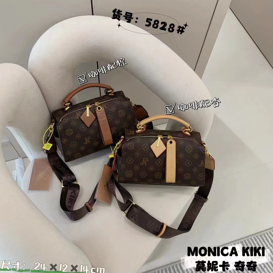 MONICA KIKI手提包包女新款百搭波士顿包时尚单肩斜挎包