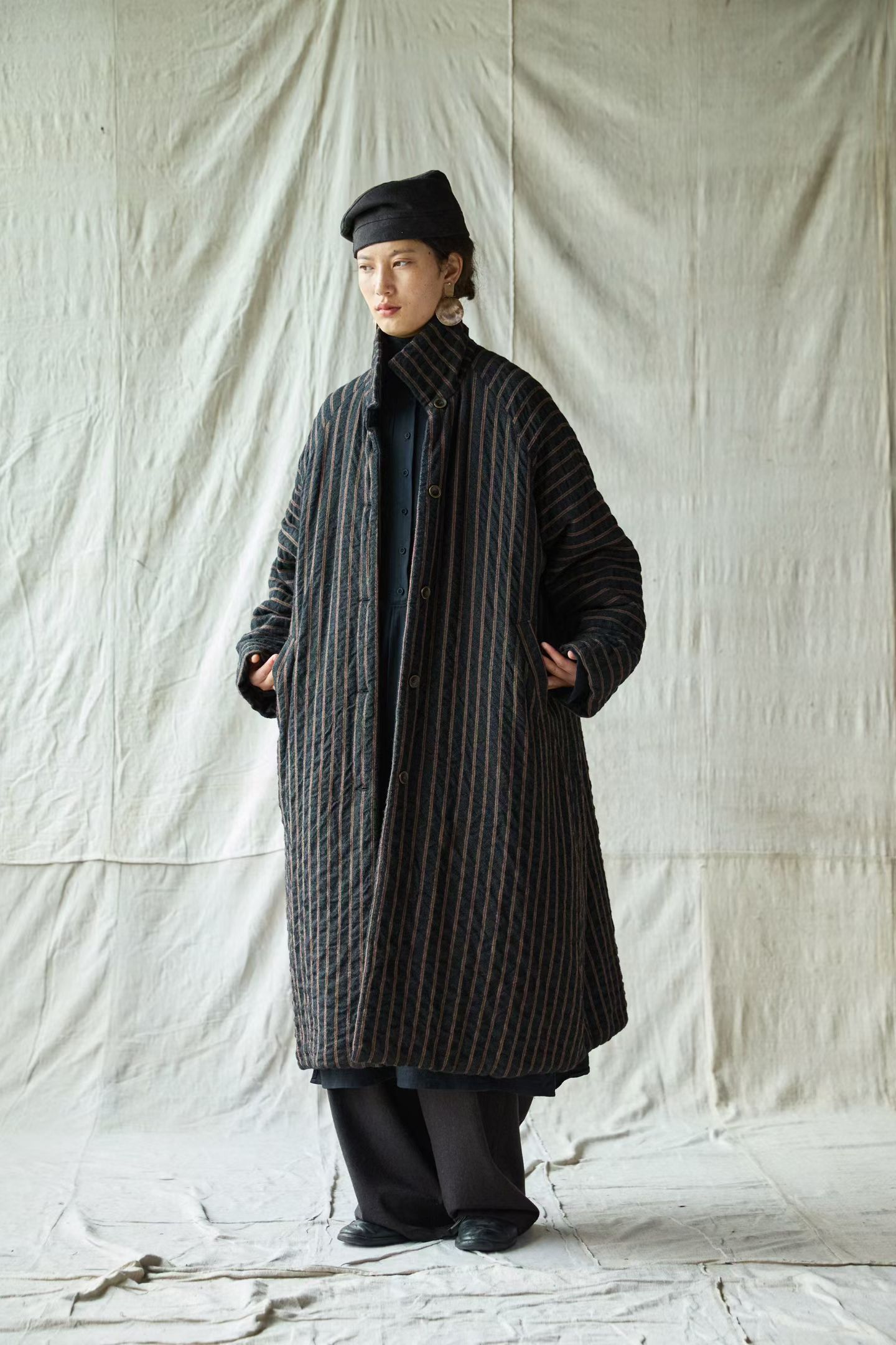 左岸迷香羊毛混纺长外套8006原创小众文艺复古宽松休闲棉衣棉服